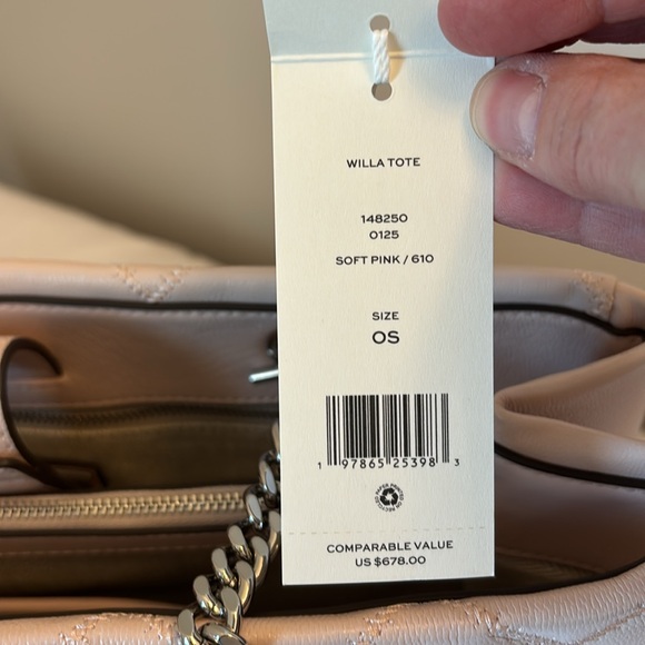 Tory Burch Willa Tote. New, never used with tags still on.  Light pink - Picture 2 of 8